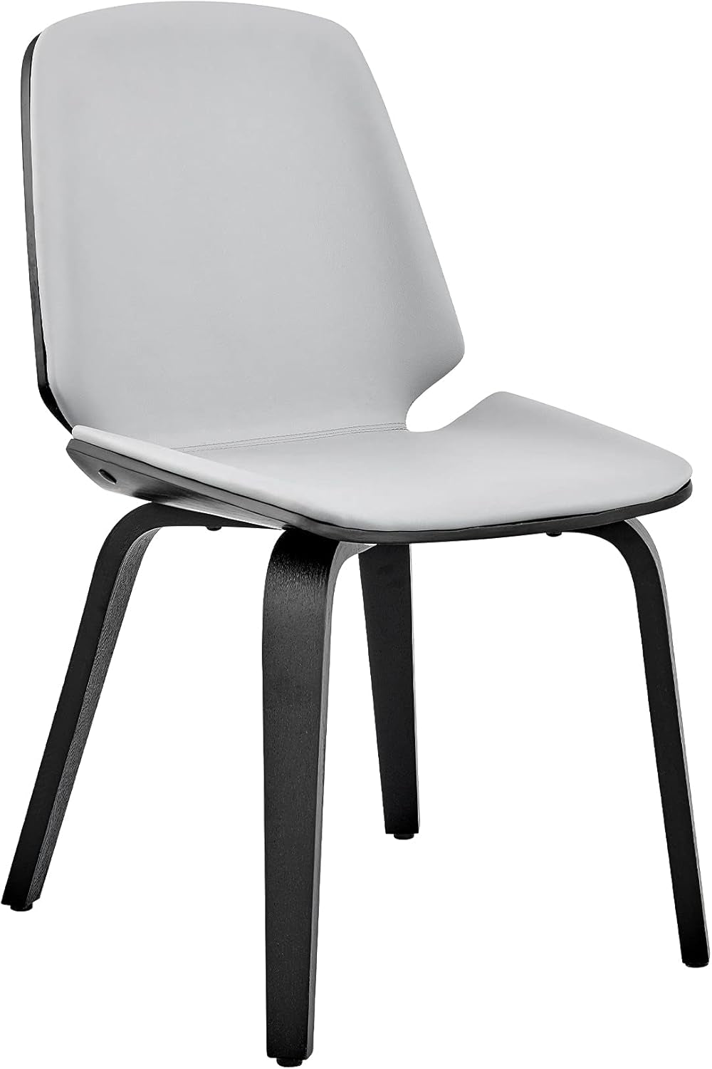 Brinley Mid Century Modern Gray Faux Leather and Black Wood Dining Room Accent Side Chair for Kitchen Table Desk Vanity-0