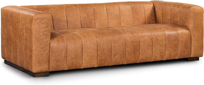 Canale 86" Sofa in Full-Grain Pure-Aniline Italian Leather in Cognac Tan-0