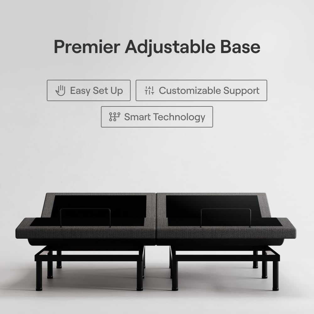 Twin XL Adjustable Base and 12” Mattress (New Version) - Head & Foot Incline - Medium Firm Memory Foam - Cooling Top Layer - 3 Massage Settings - 365-Night Mattress Trial & Forever Warranty-1