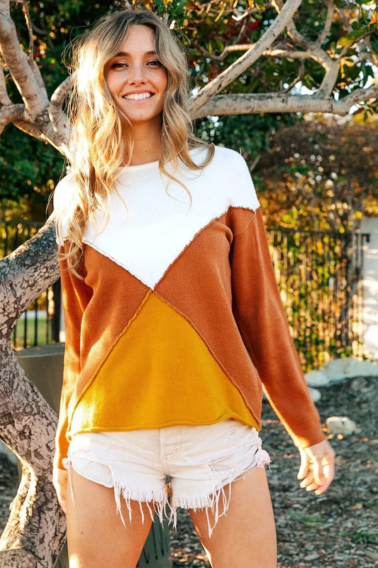 BiBi Color Block Geometric Sweater