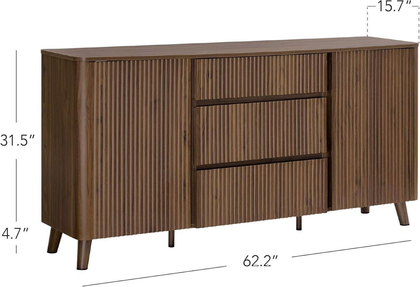 62 Inch Walnut Sideboard Buffet With Adjustable Shelves-1