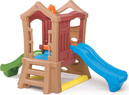 Play up Double Slide Climber, Kids Outdoor Playset, Backyard Playground Set, 2 Slides, Elevated Playhouse, outside Jungle Gym, for Toddlers 2-6 Years Old-2
