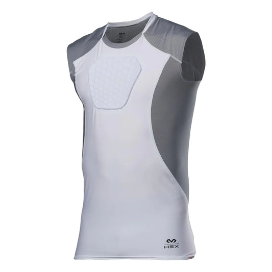 McDavid Chest Protector HEX Baseball Chest Protector Adult Sizes. Heart Guard Sternum Protection Compression Shirts Padded Football Shirt for Lacrosse Softball Paintball Rugby & More White/Grey