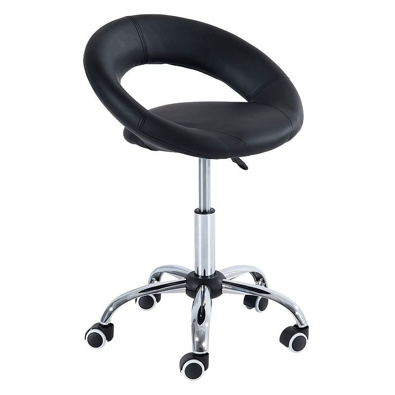 Black Saddle Adjustable Hydraulic Rolling Swivel Massage Salon Stool Chair-2