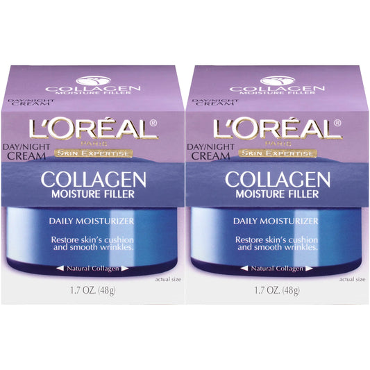 LOreal Paris Skincare Collagen Face Moisturizer Day and Night Cream Anti-Aging Face Neck and Chest Cream to smooth skin and reduce wrinkles 1.7 oz Pack of 2