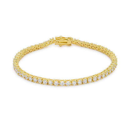 Goldtone Finish Victorian Cubic Zirconia Tennis 8 Inch Bracelet-1