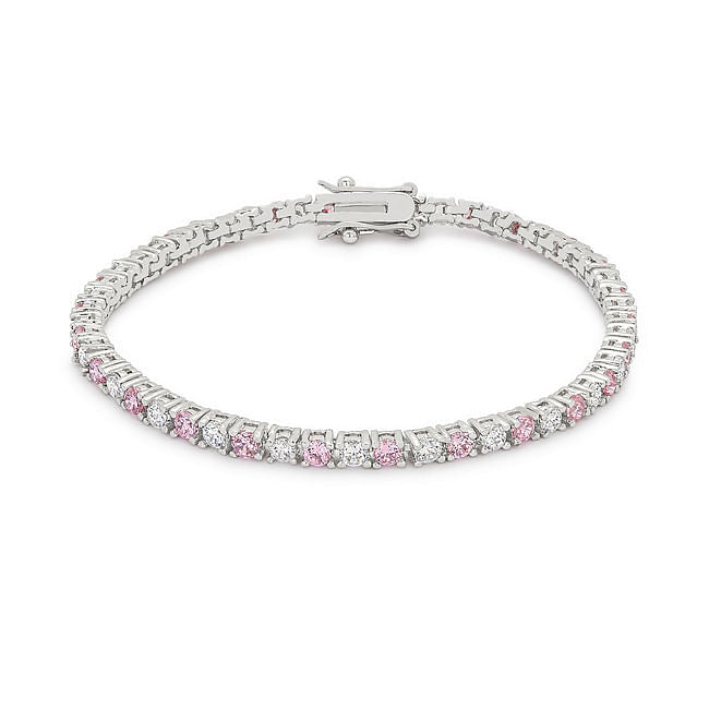 Lace Pink Cubic Zirconia Tennis Bracelet-1