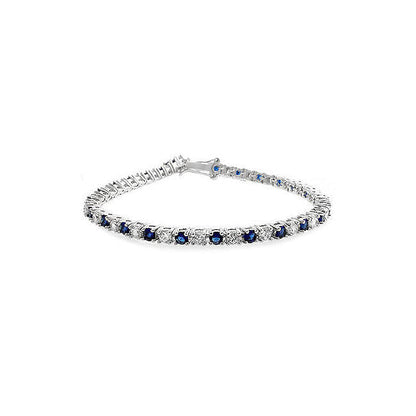 Sapphire Blue Cubic Zirconia Tennis Bracelet-2