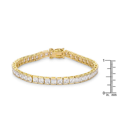 Princess Cut CZ Gold Tone Tennis Bracelet-0