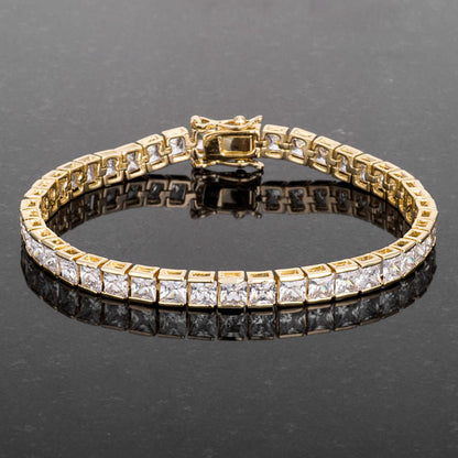 Princess Cut CZ Gold Tone Tennis Bracelet-1