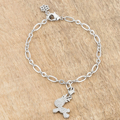 Rudy 0.25ct CZ Rhodium Reindeer Charm Bracelet-1