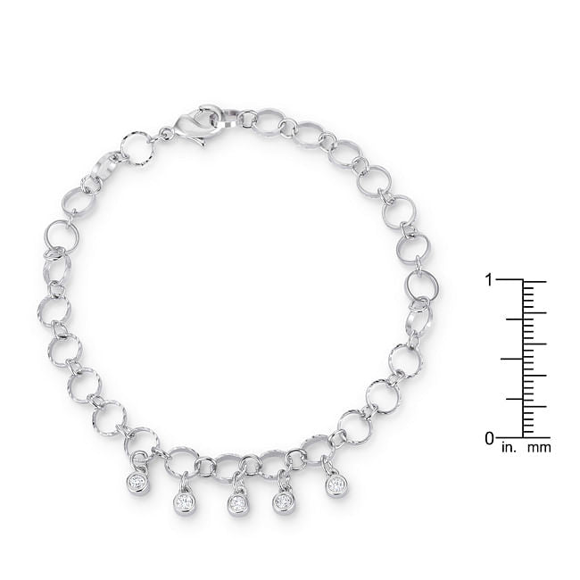 .55 Ct Stunning 8" Rhodium Bracelet with CZ Charms-0