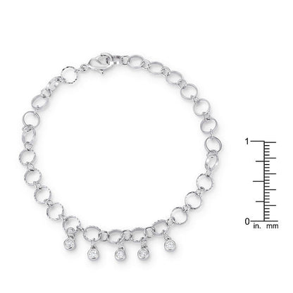 .55 Ct Stunning 8" Rhodium Bracelet with CZ Charms-0