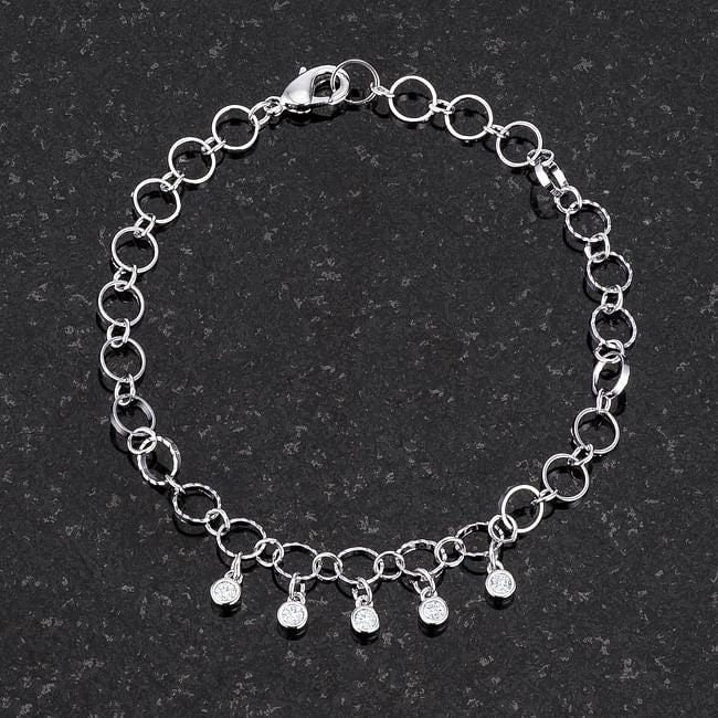 .55 Ct Stunning 8" Rhodium Bracelet with CZ Charms-1
