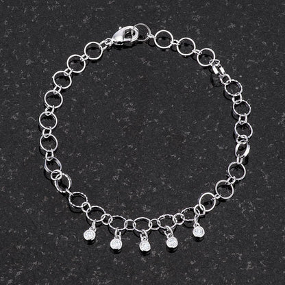 .55 Ct Stunning 8" Rhodium Bracelet with CZ Charms-1