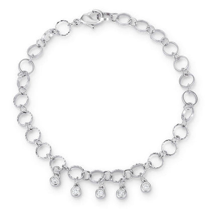 .55 Ct Stunning 8" Rhodium Bracelet with CZ Charms-2
