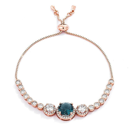Adjustable Rose Gold Plated Graduated CZ Bolo Style Tennis Bracelet-1