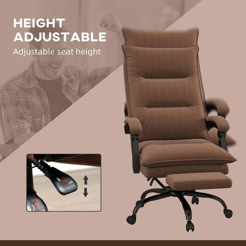 Double Padded Executive Massage Heated Office Chair Brown-1