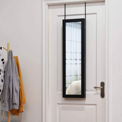 2-in-1 Black Wall or Door Mounted Jewelry Organizer Full Length Mirror-1