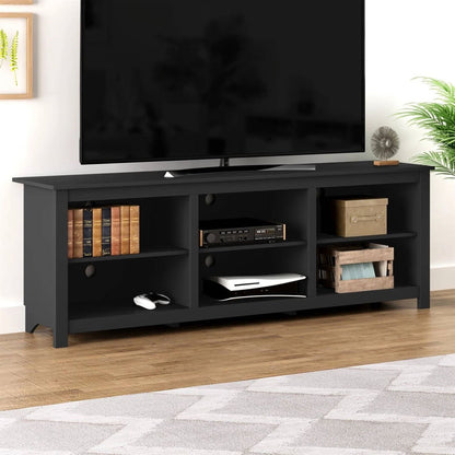 Farmhouse TV Stand in Black Wood Finish - for TVs up to 70-inch-2