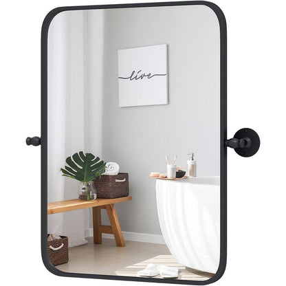 30 x 22 inch Bathroom Wall Mirror with Easy Tilt Pivot and Black Frame-2