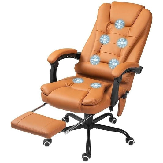 Brown 7 Mode Vibrating High Back Executive Massage Adjustable Office Chair-0