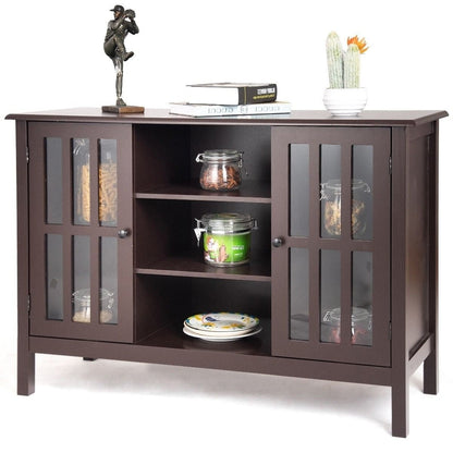 Brown Wood 43-inch TV Stand Storage Cabinet Console Table-0