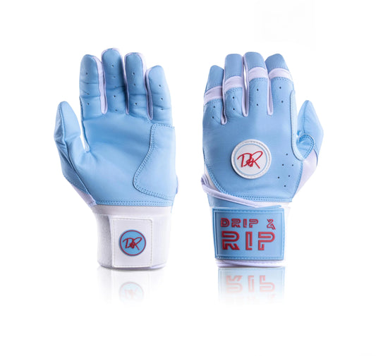 Drip & Rip "Baller Series Premium Long Cuff Batting Gloves for Baseball and Softball in Youth and Adult Sizing (Cotton Candy Youth Small)