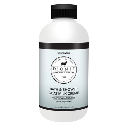 Dionis Goat Milk Skincare Unscented Bath Soap & Liquid Shower Crème Skin Moisturizer & Hydrating Body Wash Made in The USA Cruelty Free Shower Gel For Sensitive Skin 14.5 oz Bottle