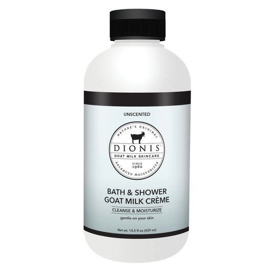 Dionis Goat Milk Skincare Unscented Bath Soap & Liquid Shower Crème Skin Moisturizer & Hydrating Body Wash Made in The USA Cruelty Free Shower Gel For Sensitive Skin 14.5 oz Bottle