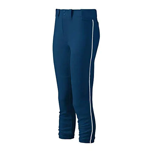 Mizuno Adult Womens Belted Piped Fastpitch Softball Pant Navy-White Medium