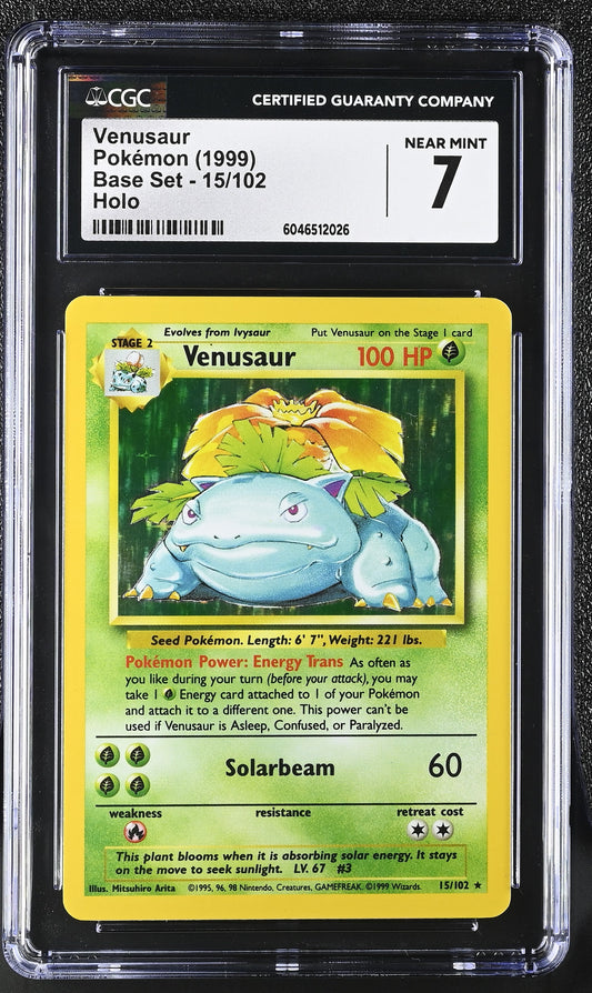 Pokemon Venusaur (15/102) [Base Set Unlimited] Graded CGC 7 Near Mint