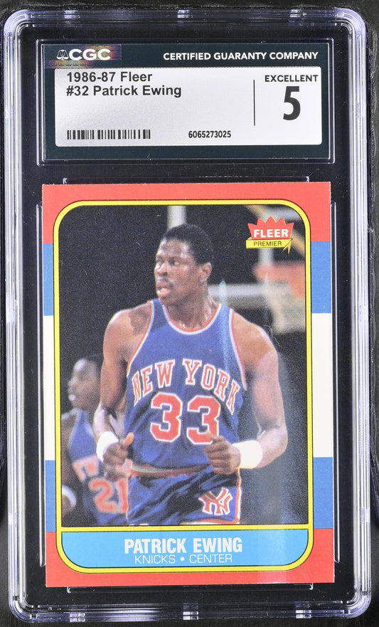 1986-87 Fleer Basketball #32 Patrick Ewing CGC 5 Excellent