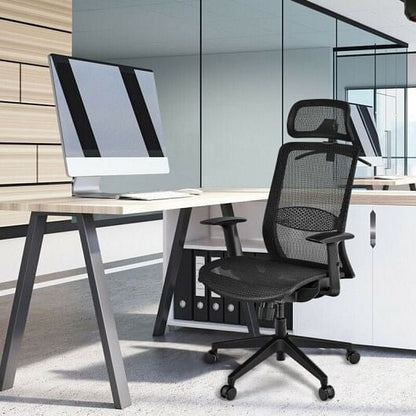 Height Adjustable Ergonomic High Back Mesh Office Chair with Hange-Black-2