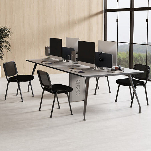 Set of 5 Stackable Conference Chairs with Mesh Back