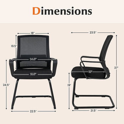 Office Guest Chair with Lumbar Support for Waiting Room-2 Pieces