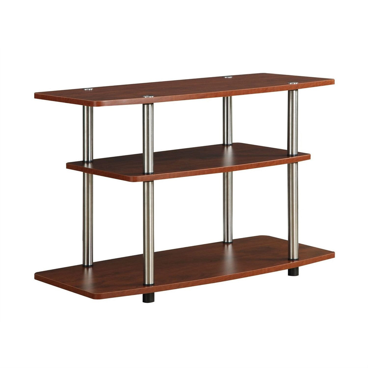 Modern Wood and Metal TV Stand in Cherry Brown Finish-2