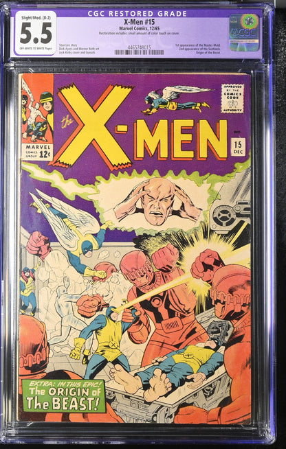 X-Men 15 (1965) Graded CGC 5.5 Purple Label Small Color Touch