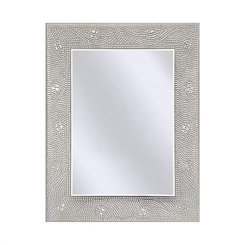 Rectangle Bathroom Vanity Mirror with Mosaic Crystal Floral Motif Border