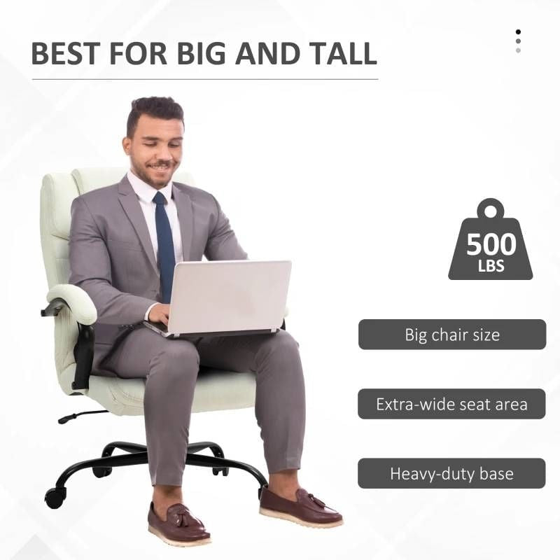 Cream White Big/Tall Adjustable Height Office Chair - 500 lbs. Weight Capacity-1