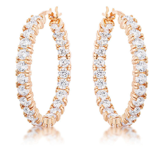 Rose Gold Plated CZ Hoop Earrings-0