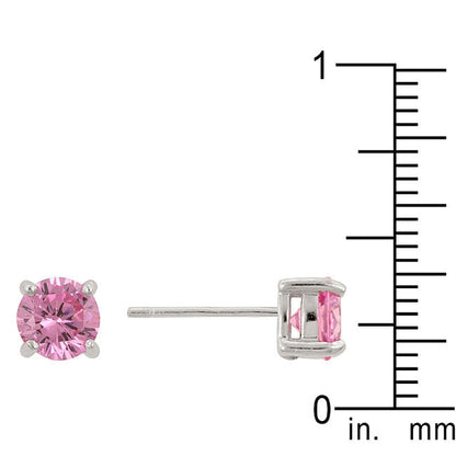Pink Cubic Zirconia Stud Earrings-1