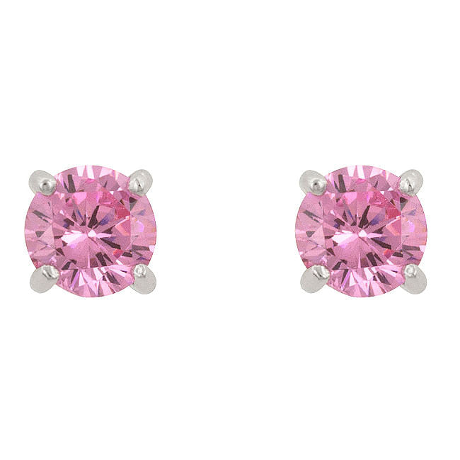Pink Cubic Zirconia Stud Earrings-2