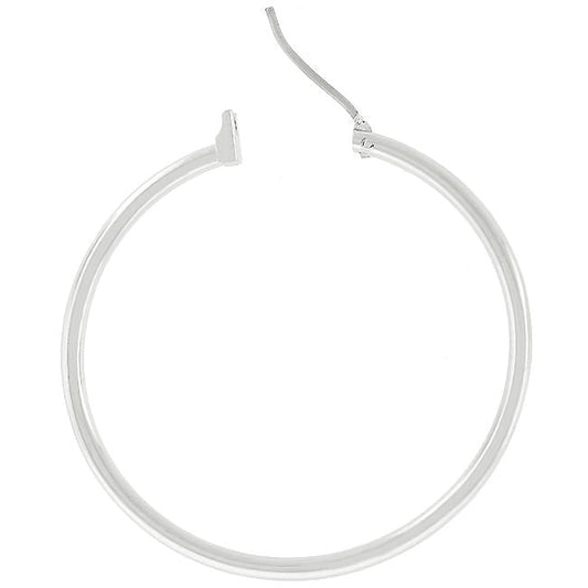 Basic Silvertone Finish Hoop Earrings-0