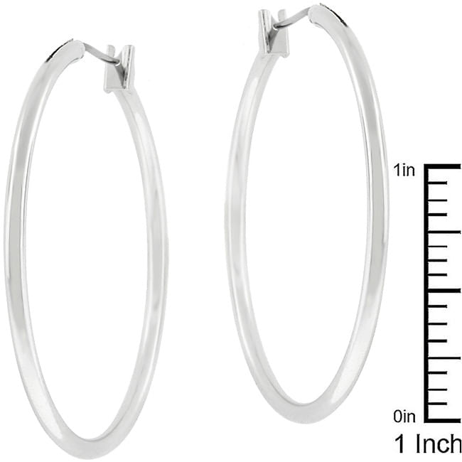 Basic Silvertone Finish Hoop Earrings-1