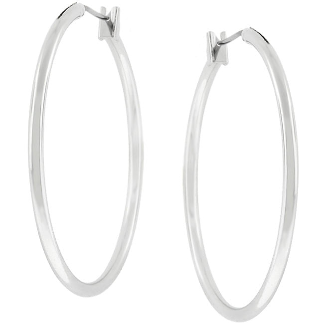 Basic Silvertone Finish Hoop Earrings-2