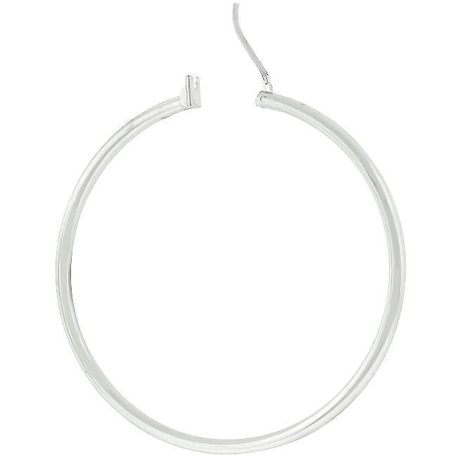 Large Silvertone Finish Hoop Earrings-0