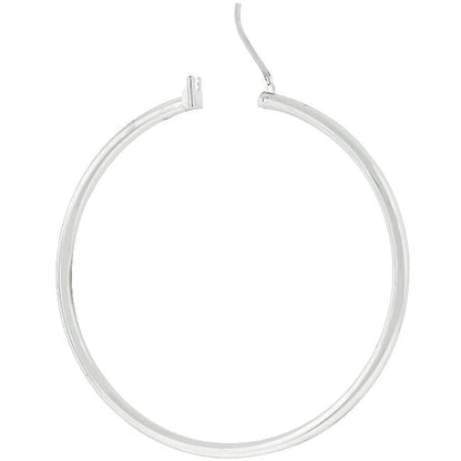 Large Silvertone Finish Hoop Earrings-0