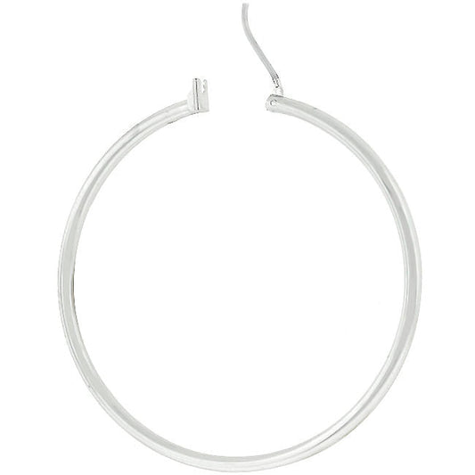 Large Silvertone Finish Hoop Earrings-0