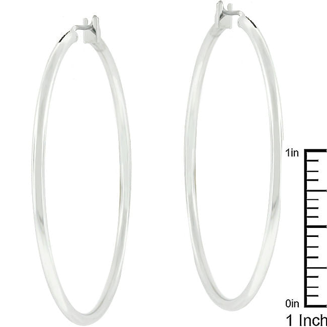 Large Silvertone Finish Hoop Earrings-1